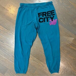 FREECITY Blue Large Logo Sweatpants.